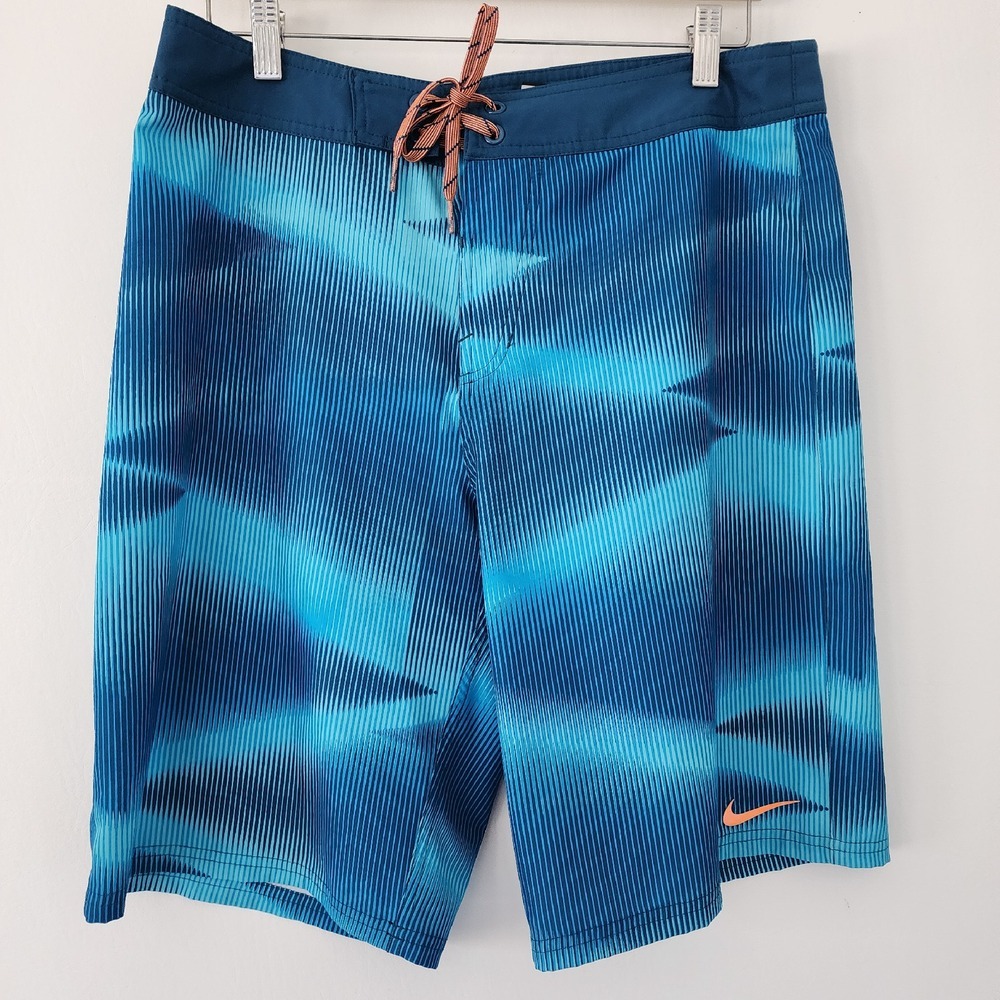 Nike blue geometric‎ board shorts swim trunks mens size 32